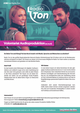 Radio Ton bietet Volontariat Audioproduktion (m/w/d)