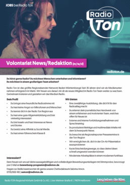 Radio Ton bietet Volontariat News/Redaktion (m/w/d)